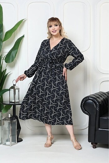 Bürümcük Elbise Belden Oturtma Lastikli Yazlık Desenli 2xl 5xl