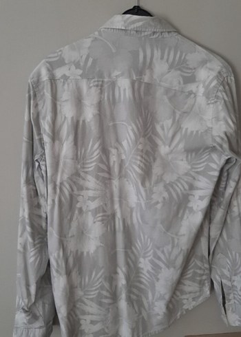 LC Waikiki Gri Batik Desenli Keten Erkek Gömlek