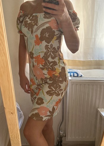Zara Pastel Renkli Bohem Midi Elbise