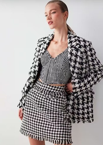 İpekyol kazayağı desenli blazer
