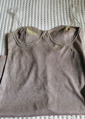 Payetli Straplez Midi Mini Elbise - Görsel 4