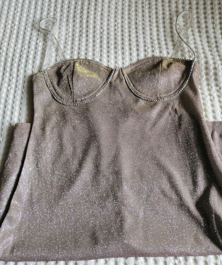 Payetli Straplez Midi Mini Elbise - Görsel 4