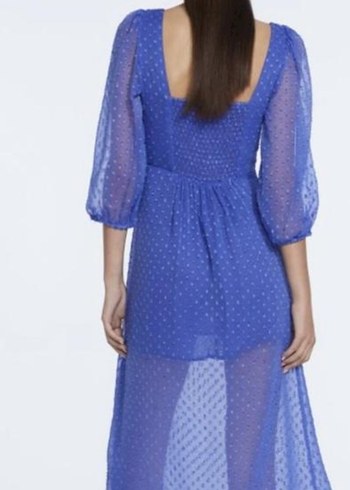 Mavi Puantiyeli Uzun Kollu Mini Elbise - Görsel 2