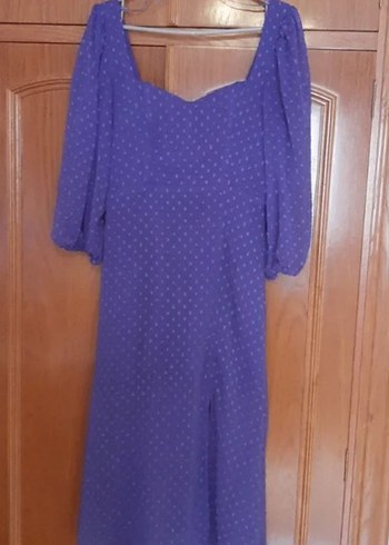 Mavi Puantiyeli Uzun Kollu Mini Elbise - Görsel 5