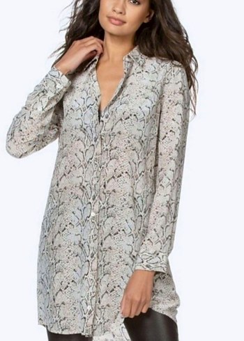 equipment gri Yılan Desenli V Yakalı Kadın Gömlek - Görsel 4