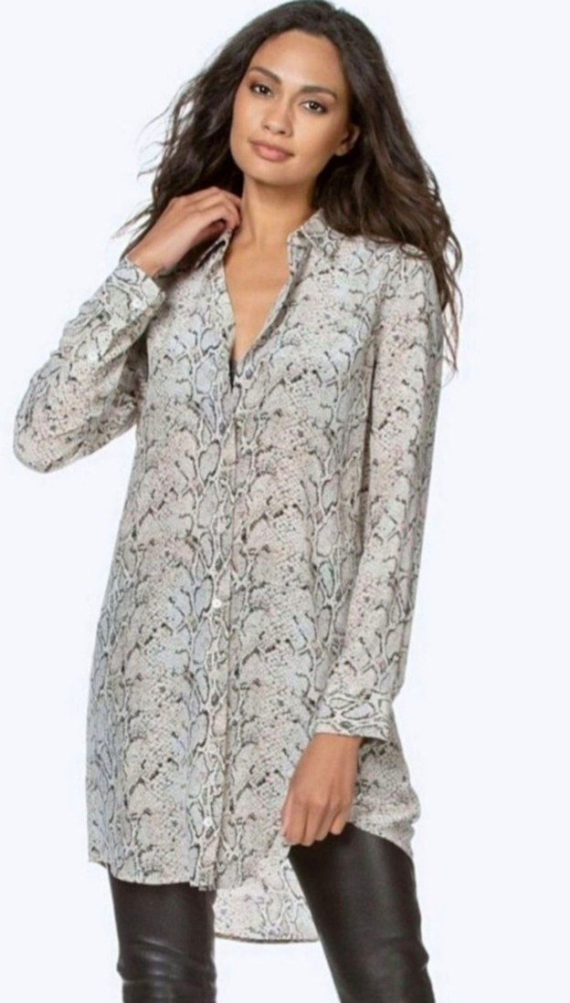 equipment gri Yılan Desenli V Yakalı Kadın Gömlek - Görsel 4