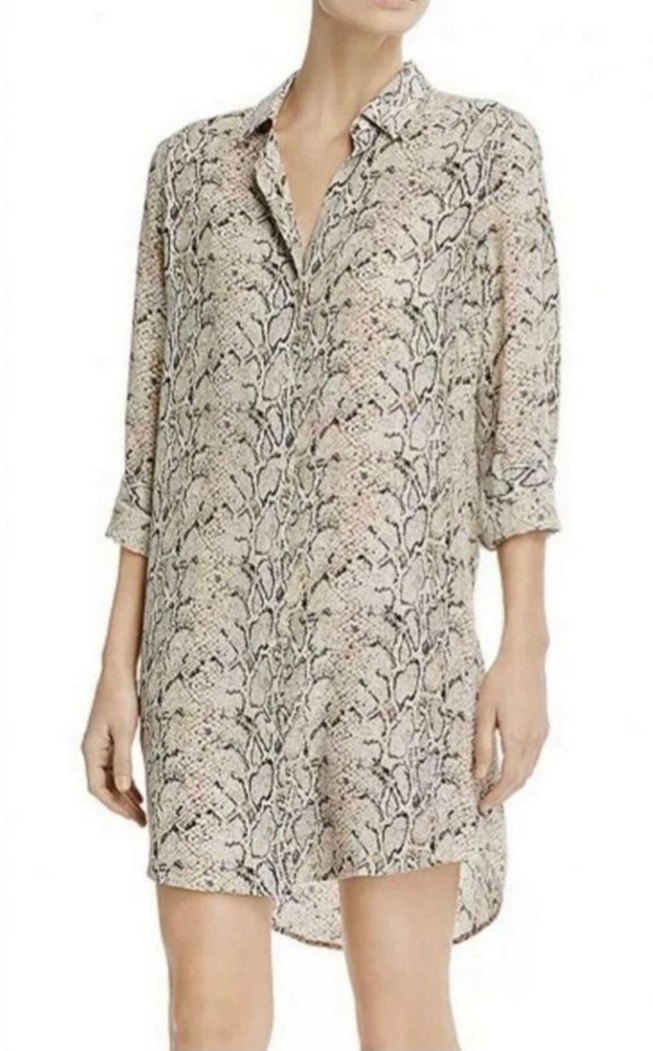 equipment gri Yılan Desenli V Yakalı Kadın Gömlek - Görsel 5