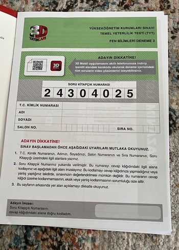 TYT Fen Bilimleri Simülasyon Denemeleri Kitabı