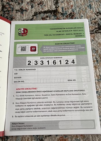 Beden AYT Edebiyat Sosyal Bilimler 1 Simülasyon Denemeleri