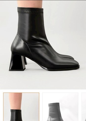 Siyah Deri Stiletto Topuklu Kadın Bot