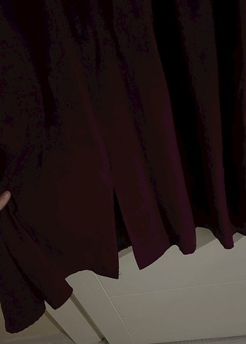 Zara Bordo Düğmeli Uzun Keten Elbise