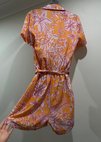 Bohem Tarz Turuncu Kısa Tulum - Görsel 3