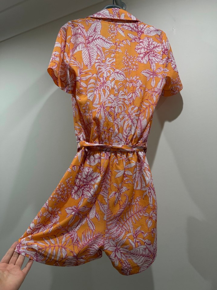 Bohem Tarz Turuncu Kısa Tulum - Görsel 3