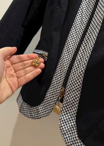 Siyah Mini Kadın Ceket Fermuarlı Cepli - Görsel 2