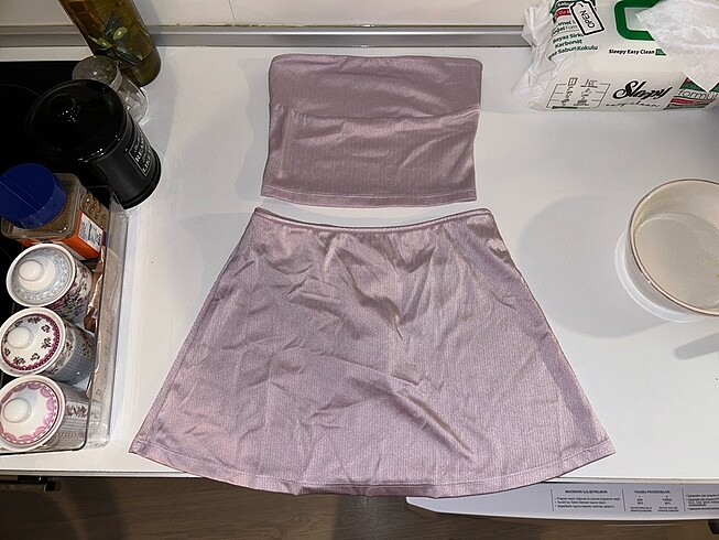 pembe crop etek takım