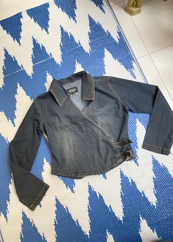 Kadın Gri Bağlamalı Denim Ceket