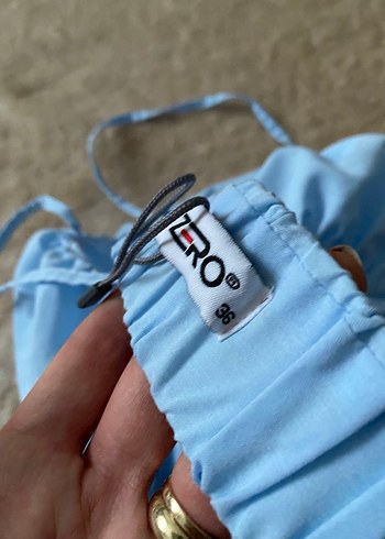 Mavi Keten Fırfırlı İp Askılı Büstiyer - Görsel 4