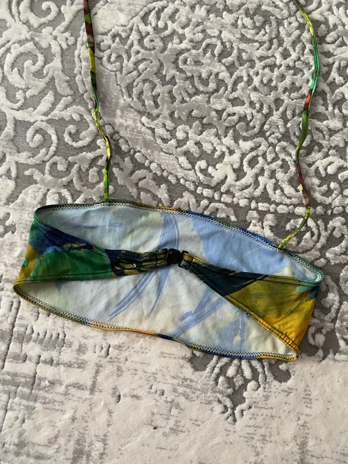 Kısa Renkli Tie-Dye Bohem bikini üst. - Görsel 2