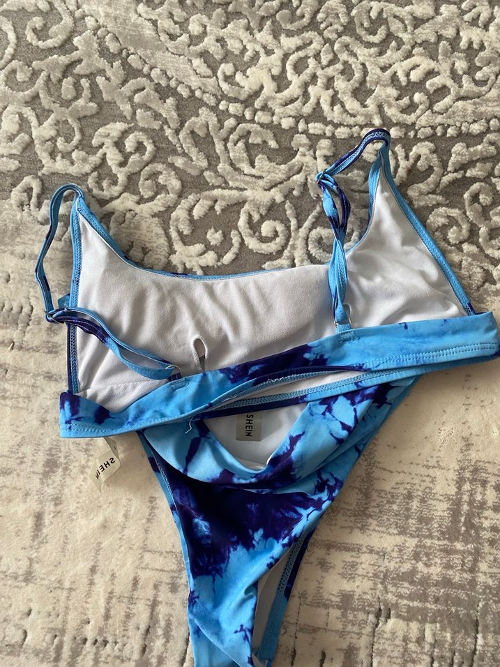 Kadın Mavi Bağlama Desenli Bikini Takımı - Görsel 3