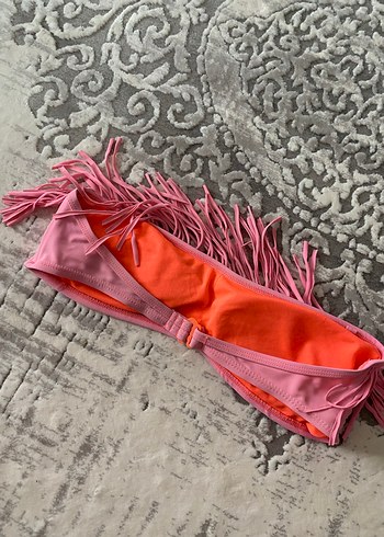 Püsküllü Pembe Straplez Bikini Üstü - Görsel 3