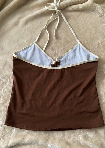 Kahverengi Halter Yaka Kadın tankini mayo - Görsel 3