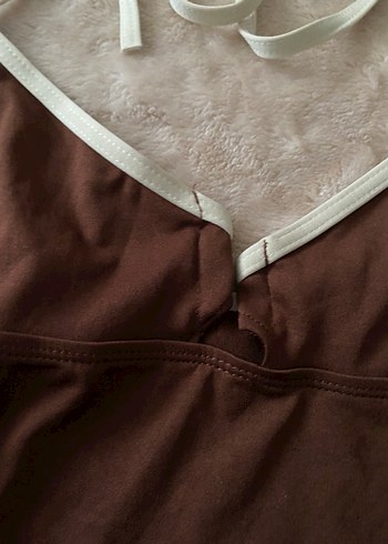 Kahverengi Halter Yaka Kadın tankini mayo - Görsel 2