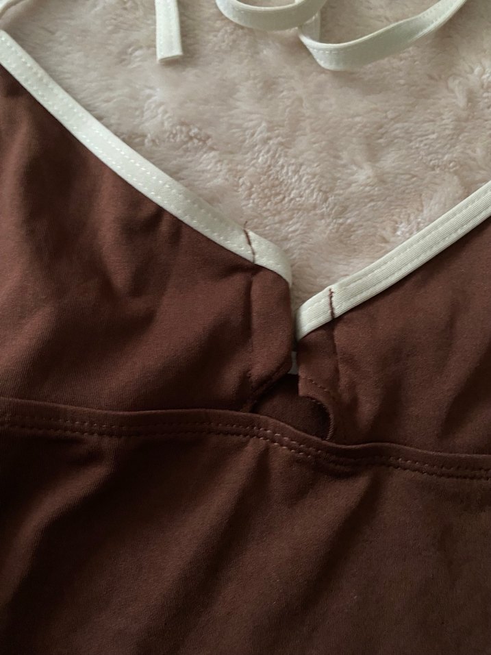 Kahverengi Halter Yaka Kadın tankini mayo - Görsel 2