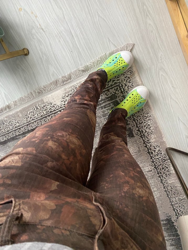 Gri Batik Desenli Midi Boyfriend Pantolon - Görsel 2