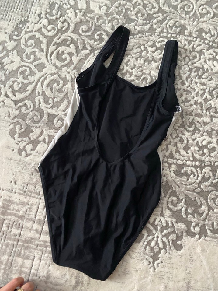 Siyah Beyaz İnce Askılı Kadın Mayo - Görsel 4