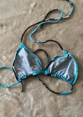 Turkuaz Bağcıklı Mini Bikini Üstü - Görsel 3