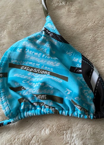 Turkuaz Bağcıklı Mini Bikini Üstü - Görsel 2