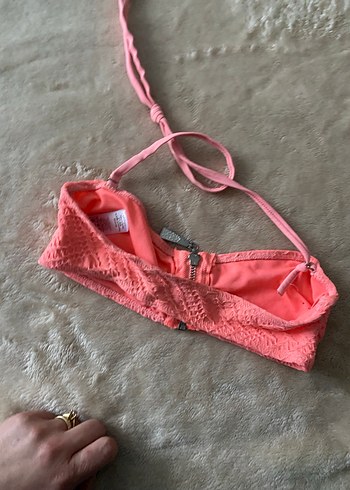 Fermuarlı Pembe Strappy Bikini Üstü - Görsel 2