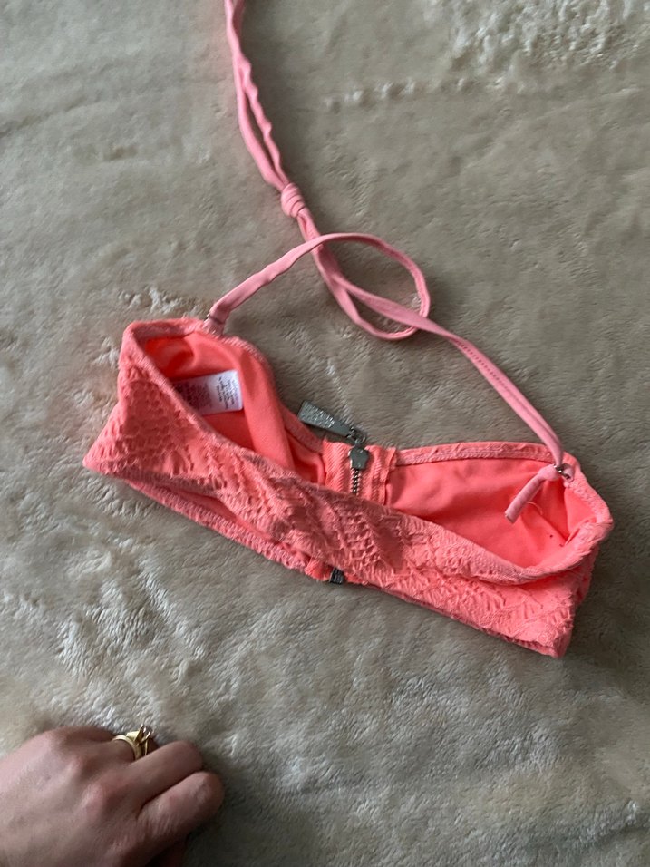 Fermuarlı Pembe Strappy Bikini Üstü - Görsel 2