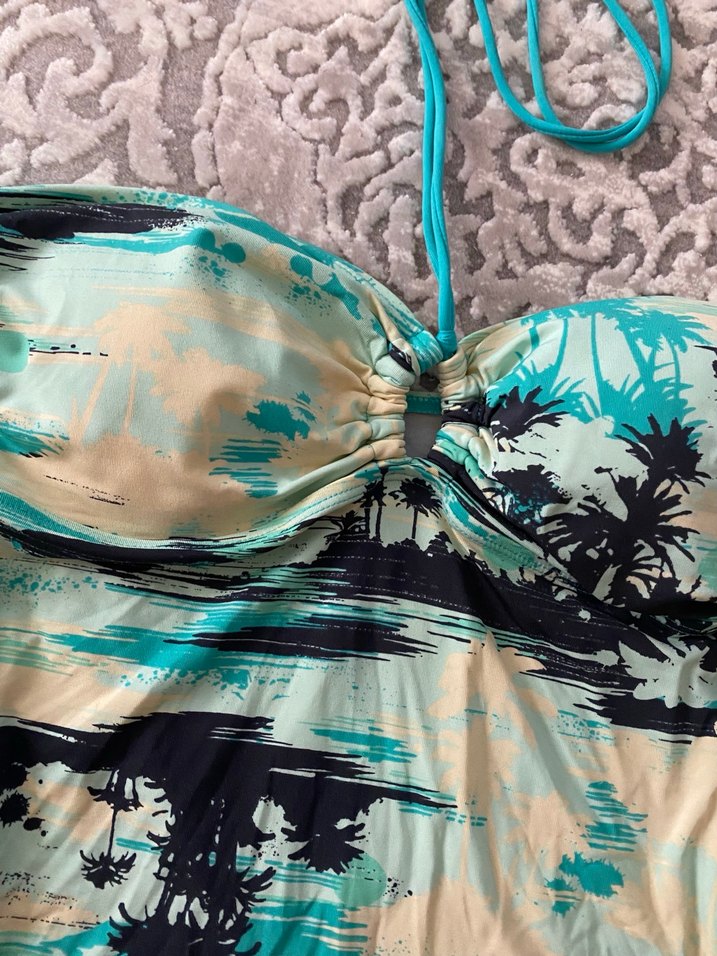 Bohem Mini Kadın Turkuaz Desenli Mayo - Görsel 2