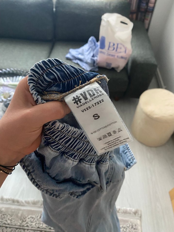 Gri Batik Desenli Kadın Bol Paça Denim Pantolon - Görsel 3