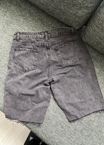 Gri Kadın Denim Mini Şort - Görsel 4