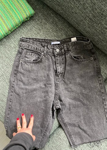 Gri Kadın Denim Mini Şort - Görsel 3