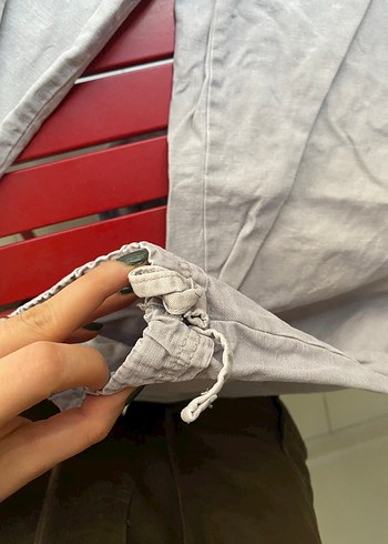 Zara Gri Keten Salaş Midi Kadın Pantolon