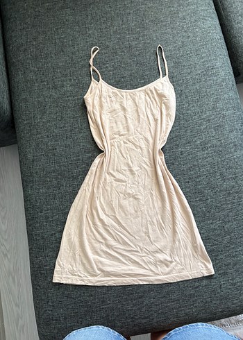 American Vintage Bej İnce Askili Minimal Elbise