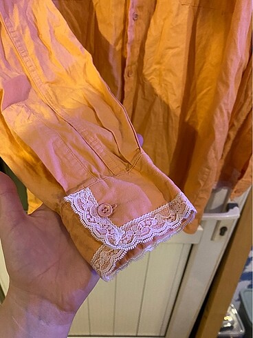 l Beden turuncu Renk Vintage oversize gömlek