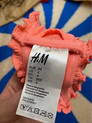 xs Beden turuncu Renk H&M straplez bikini üst
