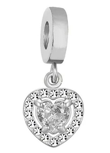 Kalpli Taşlı Sallantılı Çelik Charm 