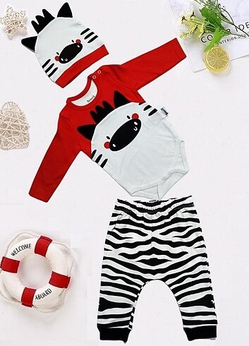 Diğer 3 lü Bebek Takım Zebra Baskılı