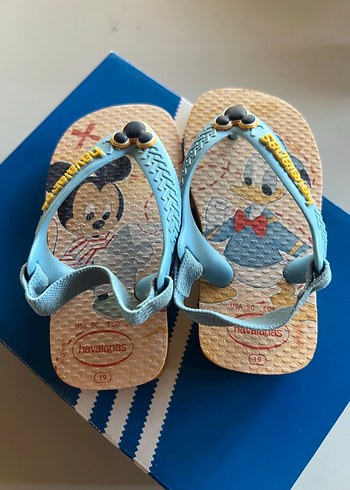 19 Beden mavi Renk Havaianas Mavi Baskılı Erkek Çocuk Terlik Velcro Bantlı