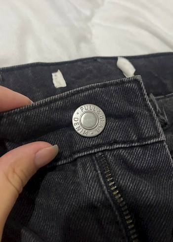 Düğmeli antrasit Denim Kadın Jean