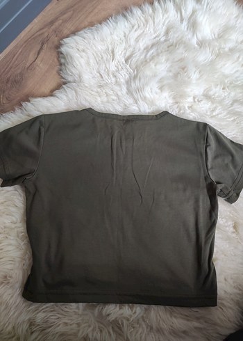 Y2k Grunge Punk Kadın Haki Baskılı Kısa Kollu Süet Tişört - Görsel 2