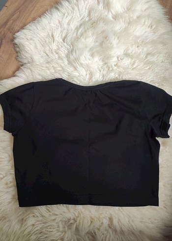 Y2K Siyah Baskılı Crop Tshirt - Görsel 2