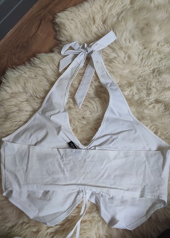 Beyaz Halter Yaka Strappy Büstiyer - Görsel 2