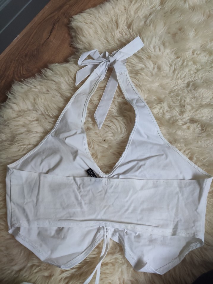 Beyaz Halter Yaka Strappy Büstiyer - Görsel 2