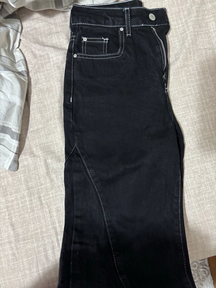 Fermuarlı Siyah Kadın Denim Pantolon - Görsel 2